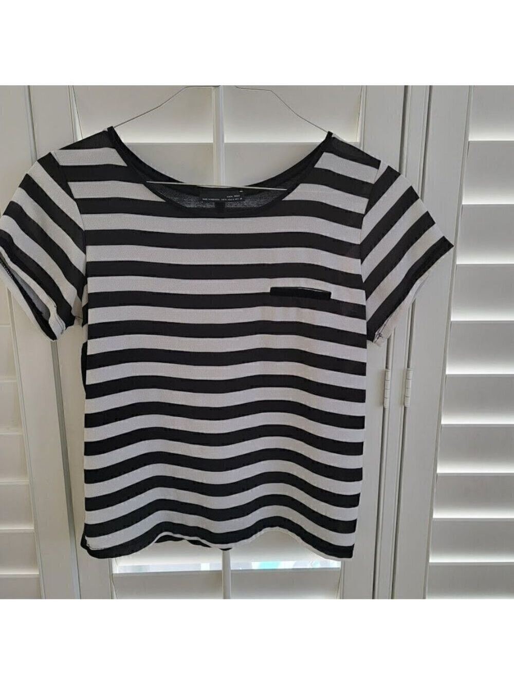 Zara Black White Striped Shirt With Pocket - All Black Back